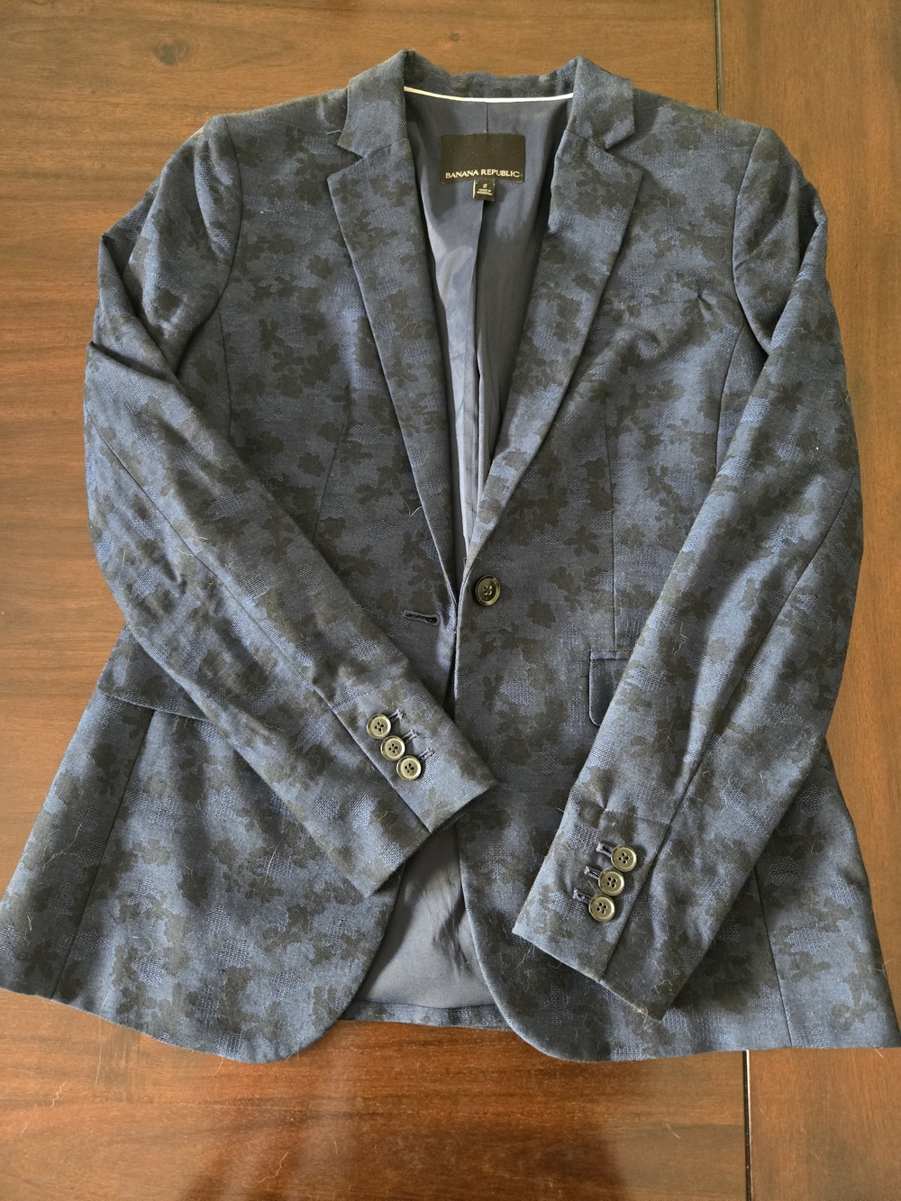 Banana Republic Navy Floral Jacquard Women's Blazer